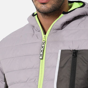 Veste matelassée à capuche zippée pour homme, grande taille, en nylon 100 %, douce, chaude, décontractée, d'hiver, avec logo personnalisé de haute qualité - Product Image 3