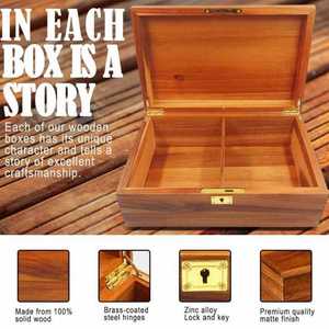 Grande boîte de rangement décorative écologique en bois de style européen avec serrure à combinaison et couvercle à charnière pour bijoux ou souvenirs - Product Image 4