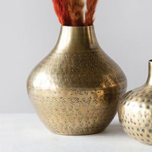 Jarrón de Hierro Forjado de Latón Moderno de Lujo de Alta Gama, Grabado, Ecológico, Resistente a la Corrosión, Hecho a Mano, Plateado, Duradero, de Boca Ancha - Product Image 4