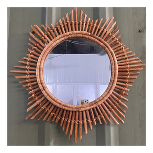 Espejo de ratán tejido a mano de lujo, diseño de resplandor solar, espejo de acento bohemio rústico para decoración de pared del hogar e ideas de regalo - Product Image 6
