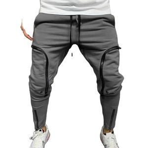 Pantalones Harem informales de estilo Hip Hop para hombre, color sólido con múltiples bolsillos con cremallera y cordón frontal plano, ropa de calle a la moda - Product Image 5