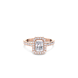 แหวนเพชรทรงรัศมี 1 กะรัต ได้รับการรับรองจาก IGI เพชรเพาะเลี้ยงแบบ Halo สำหรับงานหมั้นและงานแต่งงาน ตัวเรือนทอง 14K สีเหลือง/ขาว/โรสโกลด์ แบบ Pav Shank - Product Image 6