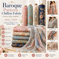 Tissu en Chiffon Floral à Motif Baroque Personnalisable, Vente Chaude, en Polyester Doux, pour Écharpes, Chemises, Foulards – Usine OEM/ODM