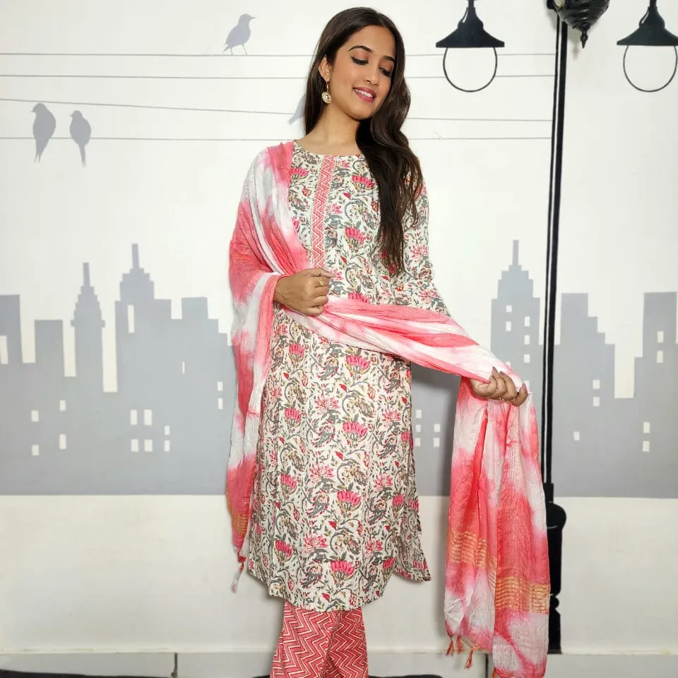 Dhamaki design In demand KURTI con pantalone e DUPATTA SET CAPSULE REYON tessuto pesante CAPSULE formato menzione su foto