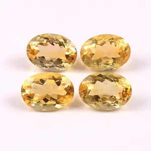 100%Natural Citrine Gemstone 10x14MM 23.75 Carat Faceted Loose Stone Bright Yellow Color Loupe Clean Quality Loose Stone 4Piece