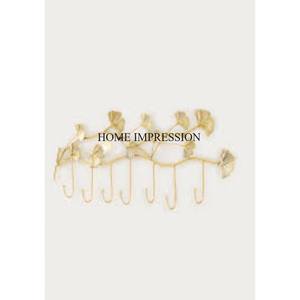 Rustic Vintage Gingko Leaves Designer Easy to Install <b>Gold</b> Plated Metal <b>Wall</b> Mounted <b>Hooks</b> & Hangers for Hanging Clothes & Keys - Product Image 1