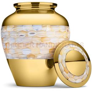 Urne de crémation en laiton nacré de style américain Urne funéraire en métal poli pour cendres Fournitures funéraires complètes - Product Image 2
