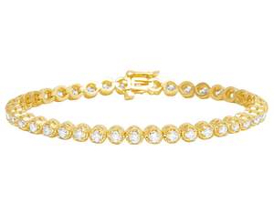 Bracelet tennis élégant en argent sterling plaqué rhodium avec diamant moissanite VVS pour fiançailles, mariage, cadeau - Product Image 1