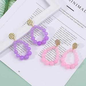 Nuevos pendientes de resina para mujer, collar con colgante de perla de oro de 18 quilates de acero inoxidable resistente al agua, pendientes al por mayor de HF CRAFTS - Product Image 4