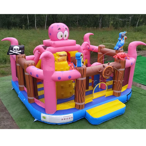 Castillo Inflable Combinado Barco Pirata Rosa, Trampolín de Pulpo para Niños, Parque Infantil al Aire Libre, PVC Resistente - Product Image 2