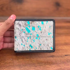 ออกแบบใหม่ของแท้หนังหรูหรากระเป๋าสตางค์ผมบนหนัง Cowhide โลหะผู้ชาย Bi-fold กระเป๋าสตางค์ผู้ถือบัตรของขวัญเงินสดสําหรับเขา - Product Image 2