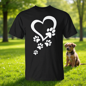 T-shirt Dog Paw Heart, taglia piccola, manica corta, vestibilità classica, cotone 65, poliestere 35 - Product Image 3