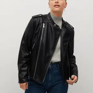 Primavera señoras abrigo invierno piel de oveja auténtica chaqueta de moto de cuero para mujer - Product Image 1