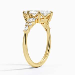 Bagues de fiançailles en diamant taille marquise, style Art Déco vintage, or jaune 14 carats, bagues de mariée tendance cette saison - Product Image 2