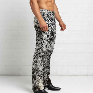 กางเกงหนังวัวแท้คุณภาพสูงสำหรับผู้ชาย สีพื้น สไตล์ลำลอง ขายดีที่สุด - Product Image 3