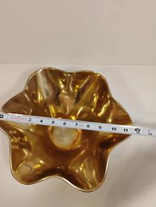 Designer Gold Finish Abstract Shape <b>Metal</b> <b>Bowl</b> For Tabletop Decor Fruit Storage And Contemporary Home Styling From India - Product Image 3