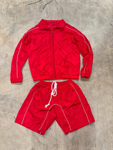 Ensemble de jogging surdimensionné en nylon réfléchissant avec logo brodé personnalisé, survêtement coupe-vent zippé pour hommes - Product Image 5