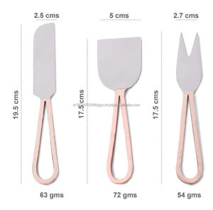 Juego de cubiertos de queso con mango de Metal con acabado de oro decorativo hecho a mano con acabado de plata antigua para uso en la cocina del hogar - Product Image 1