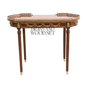 Juego de Mesas Auxiliares Clásicas de Madera con Diseño de Marquetería Incrustada y Detalles en Oro Antiguo para Interiores de Lujo - Product Image 6