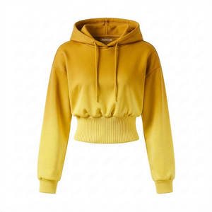 Prix de gros OEM, vêtements de loisirs pour femmes sur mesure, hauts courts à taille haute, sweats à capuche à ourlet large, épaules tombantes, en molleton de coton doux - Product Image 4