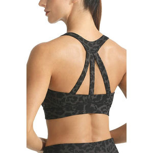 Ensemble de vêtements de sport pour femmes, soutien-gorge rembourré et legging, col montant, imprimé, séchage rapide, respirant, polyester/nylon, couverture complète, bretelles, entraînement - Product Image 4