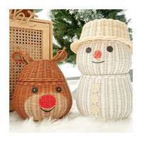 Navidad 2023 Nuevo producto Almacenamiento de muñeco de nieve de ratán hecho a mano para Navidad - Product Image 5