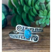 Bracelet manchette en argent sterling et turquoise Kingman de Merle House - Bijoux de mode