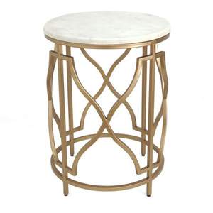 Table basse en métal avec dessus en marbre, nouvelle conception Table basse en métal enduit d'or pour la décoration de la maison Table centrale de luxe - Product Image 5