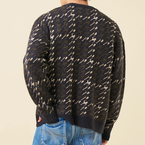 Nouvel arrivage 2025 100% Cardigan tricoté en coton pour homme Logo personnalisé Anti-rétrécissement Streetwear Confortable Hip Hop Baggy Sweater - Product Image 3