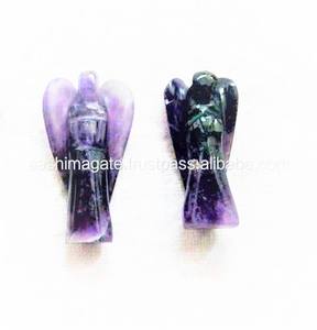 งานฝีมือคริสตัลกึ่งมีค่ารูปปั้นนางฟ้าแอเมทิสต์ขนาด1นิ้วแกะสลักแบบดิบสำหรับใช้ตกแต่ง - Product Image 4