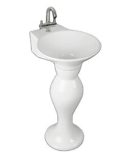 Grand matériau cylindrique (Damru) support de lavabo sur pied en céramique fantaisie pour la décoration de la salle de bain dans les hôtels - Product Image 1