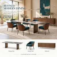 Ensemble de meubles modernes pour toute la maison en beige sable et vert sarcelle, canapé sectionnel, table à manger, chaises et lit capitonné