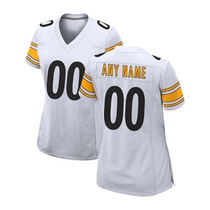 Maillot de football américain personnalisé blanc en mesh à manches courtes col en V imprimé par sublimation avec n'importe quel nom 00 Taille adulte homme 100% polyester - Product Image 2