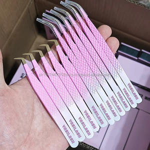 Pince à épiler professionnelle OEM à marque privée, en acier inoxydable, courbée, à pointe inclinée pour sourcils, outil de beauté pour l'épilation - Product Image 1