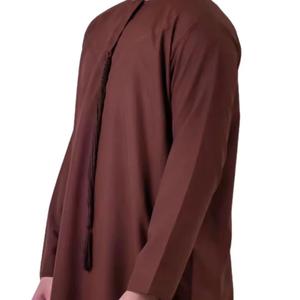 Ramadan musulman hommes rayures robe Abaya islamique Costume Satin Thobe personnalisé moyen-orient Jubba Thobe - Product Image 5