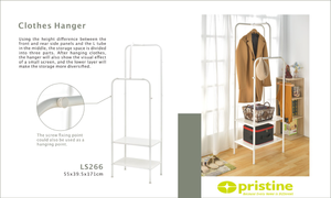 Porte-vêtements multifonctionnel écologique en métal portable avec trois étagères de rangement, design minimaliste, type sur pied pour salon - Product Image 6