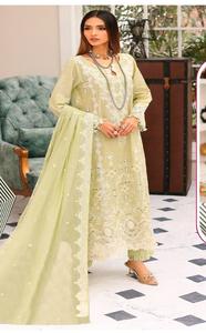 Collection d'été, coton pur, lourdement brodé avec du tulle, dupatta lourd, tissu pour robe pakistanaise - Product Image 2