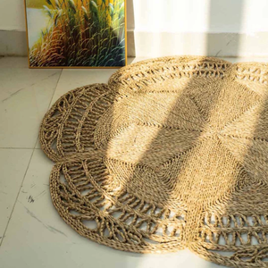 Alfombra ecológica para decoración del hogar, Alfombra tejida a mano en forma de flor, estilo natural para espacios habitables, origen de Vietnam - Product Image 5