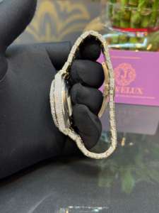 Montre-bracelet de luxe faite à la main pour hommes mécanisme Moissanite boîtier en acier inoxydable entièrement diamant glacé résistant à l'eau disponible pour - Product Image 5