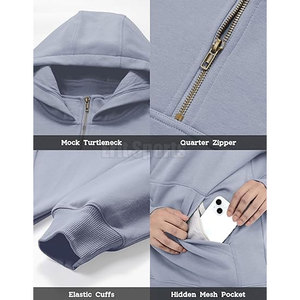 Winter Men's Comfortable Stylish Fit Quarter Zip Hoodies with Breathable Quick Dry Eco-Friendly Polyester/Cotton Lightweight - Product Image 4