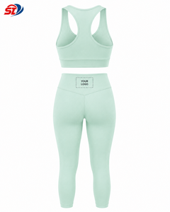 Mint <b>Green</b> Seamless Yoga Set <b>Women</b> Sports Bra <b>Leggings</b> Breathable Wholesale Custom Logo - Product Image 2