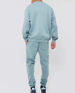 Article très vendu, survêtement pour homme en coton 100% lourd, coupe ample, délavé à l'acide, pantalon de survêtement évasé et sweat-shirt, ensemble 2 pièces - Product Image 4