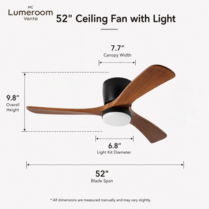 USA In Stock 52 Inch Solid Wood Flush Mount <b>Ceiling</b> Fan with <b>Light</b> and Remote Quiet DC Motor for Living Room Bedroom - Product Image 5
