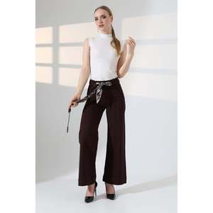 XLove Jeans - Jeans de mezclilla de cintura alta y pierna ancha para mujer, pantalones de mezclilla marrones de corte Milano hasta el tobillo con cierre de botón y cremallera - Product Image 5