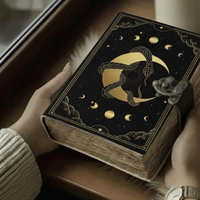 Journal en cuir de serpent noir imprimé 400 pages, Grimoire de sorcellerie phases lunaires, Livre de sorts fait main, Papier à bords festonnés, Couverture rigide
