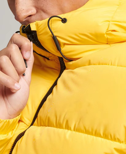 Veste matelassée jaune vif pour homme, légère, à capuche, pour l'hiver, logo personnalisé, fournisseur de marque privée - Product Image 6