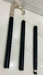 Victorian Silver <b>Walking</b> <b>Stick</b> Brass Handle Camping & Hiking With Black Wooden Cane (3 <b>Fold</b> Wood <b>Walking</b> )Wan & Woman Gift - Product Image 6