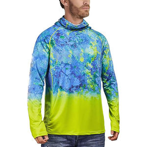 Sublimación Impresión Ropa de pesca Ropa deportiva 100% Poliéster Spandex UPF Protección solar Manga larga Rendimiento Pesca con capucha - Product Image 3