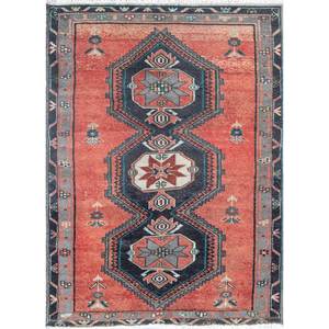 Nuray Geometric Hand Knotted <b>Wool</b> Rugs 9x12 Abstract Rectangle Hallway Pattern for Living Room Bedroom in Red & Orange-Pae-2982 - Product Image 1