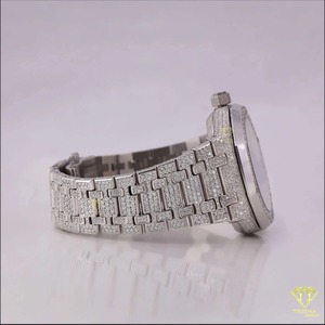 Offre Spéciale entièrement blanc entièrement glacé laboratoire cultivé diamant montre classique Date bâton numéro cadran Vintage Style acier inoxydable à vendre - Product Image 3